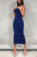 Blue Fashion Sexy Solid Backless Turtleneck Sleeveless Dress Dresses