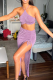 Purple Sexy Solid Patchwork Halter Sleeveless Two Pieces