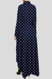 Black Fashion Casual Dot Print Asymmetrical Outerwear