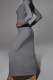 Grey Fashion Solid Patchwork Square Collar Pencil Skirt Dresses