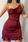 Apricot Fashion Sexy Solid Backless Spaghetti Strap Sleeveless Dress Dresses