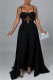 Black Fashion Sexy Patchwork Solid See-through Backless Spaghetti Strap Skinny Jumpsuits