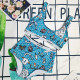 Blue Fashion Vacation Print Patchwork Swimwears