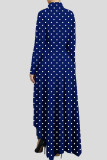Tibetan Blue Fashion Casual Dot Print Asymmetrical Outerwear