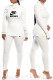 White Fashion Casual Letter Patchwork Turtleneck Long Sleeve Two Pieces
