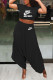 Black Fashion Casual Letter Patchwork O Neck Short Sleeve Two Pieces