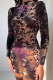 Leopard Print Sexy Print Patchwork Half A Turtleneck One Step Skirt Dresses