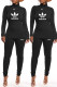 Black Fashion Casual Print Patchwork Turtleneck Long Sleeve Two Pieces
