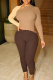 Brown Sexy Solid Patchwork O Neck Skinny Jumpsuits