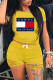 Yellow Fashion Street Letter Patchwork O Neck Short Sleeve Two Pieces