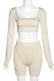 Black Fashion Casual Solid Basic Square Collar Long Sleeve Two Pieces