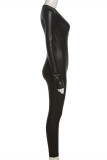 Black Sexy Casual Solid Basic V Neck Skinny Jumpsuits