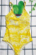 Yellow Fashion Sexy Print Backless Swimwears