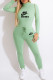 Cyan Fashion Sportswear Letter Patchwork Turtleneck Long Sleeve Two Pieces