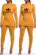 Yellow Fashion Casual Print Patchwork Turtleneck Long Sleeve Two Pieces