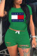 Green Fashion Street Letter Patchwork O Neck Short Sleeve Two Pieces