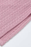 Pink Fashion Sexy Solid Hollowed Out Backless Slit Halter Sleeveless Dress