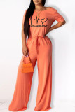 Black Casual Print Split Joint O Neck Straight Jumpsuits
