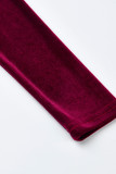 Pink Fashion Casual Solid Fold V Neck Long Sleeve Skinny Jumpsuits