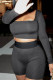 Black Fashion Casual Solid Basic Square Collar Long Sleeve Two Pieces