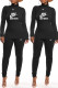 Black Fashion Casual Letter Patchwork Turtleneck Long Sleeve Two Pieces