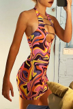 Multicolor Sexy Solid Hollowed Out Metal Accessories Decoration U Neck Pencil Skirt Dresses  (Without sleeves)