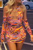 Multicolor Sexy Solid Hollowed Out Metal Accessories Decoration U Neck Pencil Skirt Dresses  (Without sleeves)