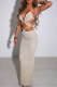 Apricot Sexy Solid Patchwork Spaghetti Strap Sleeveless Two Pieces