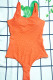 Tangerine Red Fashion Sexy Letter Patchwork Swimwears
