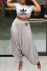 Grey Fashion Sexy Print Patchwork O Neck Short Sleeve Two Pieces