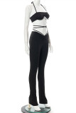 White Fashion Sexy Solid Frenulum Backless Strapless Sleeveless Two Pieces