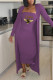 Purple Casual Print Patchwork Strapless Long Sleeve Two Pieces