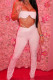 White Fashion Sexy Solid Frenulum Backless Strapless Sleeveless Two Pieces