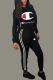 Black Casual Patchwork Hooded Collar Three Quarter Two Pieces