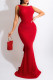 Red Fashion Sexy Solid Patchwork Backless O Neck Evening Dress