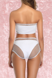 White Sexy Solid Mesh Swimwears