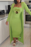 Pink Casual Print Patchwork Strapless Long Sleeve Two Pieces