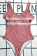 Burgundy Fashion Sexy Letter Patchwork Backless Swimwears