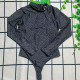 Black Fashion Vacation Letter Zipper Swimwears