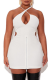 White Sexy Solid Patchwork Halter Pencil Skirt Dresses