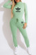 Cyan Fashion Sportswear Letter Patchwork Turtleneck Long Sleeve Two Pieces