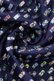 Blue Fashion Casual Patchwork Basic Half A Turtleneck Long Sleeve Two Pieces