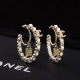 White Fashion Elegant Geometric Patchwork Earrings
