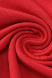 Red Sexy Solid Patchwork Fold Strapless One Step Skirt Dresses