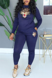Black Fashion Casual Patchwork Sequins O Neck Long Sleeve Two Pieces
