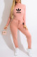 Pink Fashion Sportswear Letter Patchwork Turtleneck Long Sleeve Two Pieces