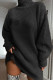 Dark Gray Fashion Casual Solid Basic Turtleneck Long Sleeve Dresses