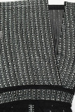 Black Solid Patchwork See-through Slit Hot Drill O Neck One Step Skirt Dresses