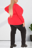 Red Fashion Casual Print Basic Off the Shoulder Tops
