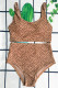 Khaki Fashion Sexy Letter Patchwork Swimwears